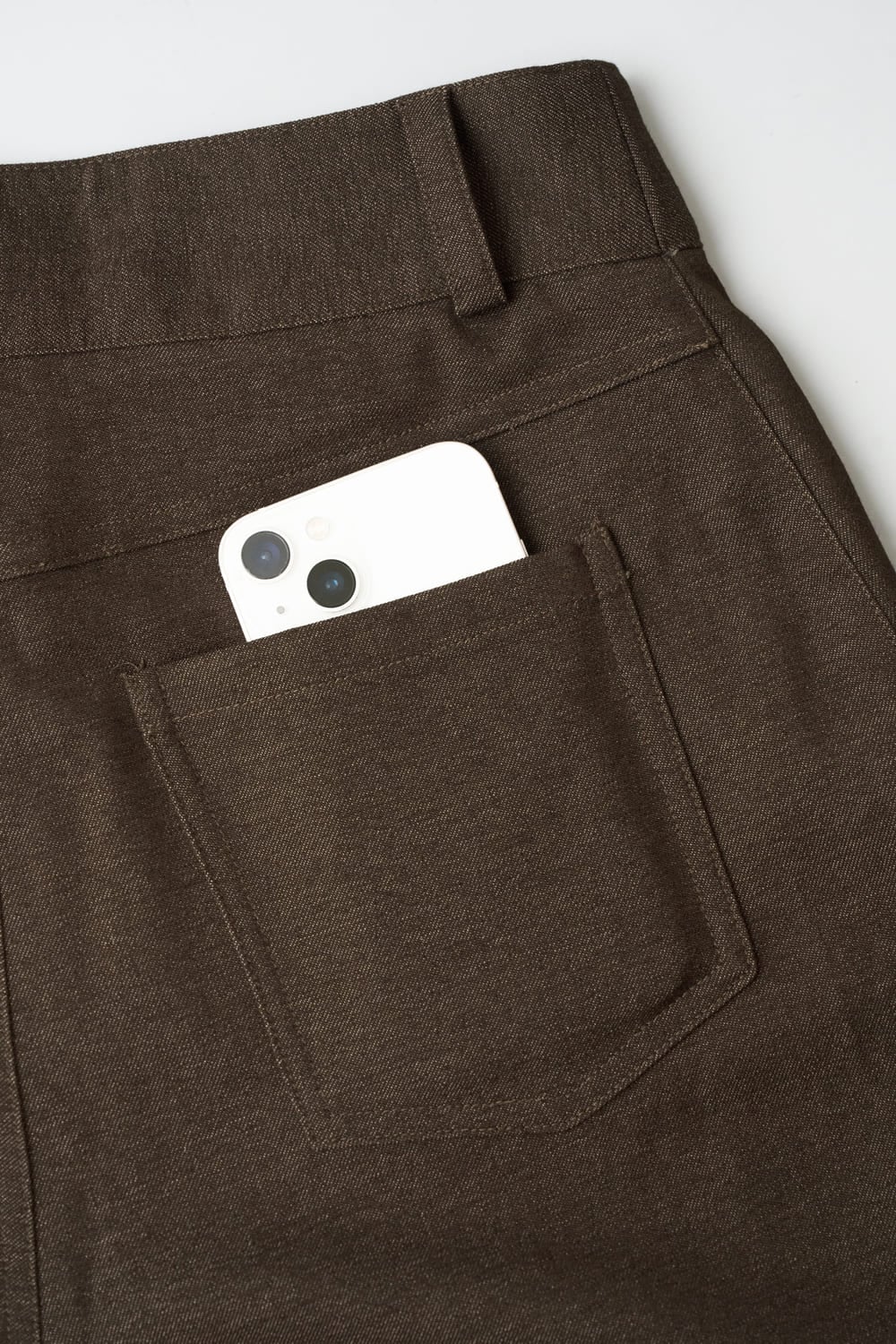 Quần nữ Younger vải giả denim dày dặn dáng ống suông cạp cao