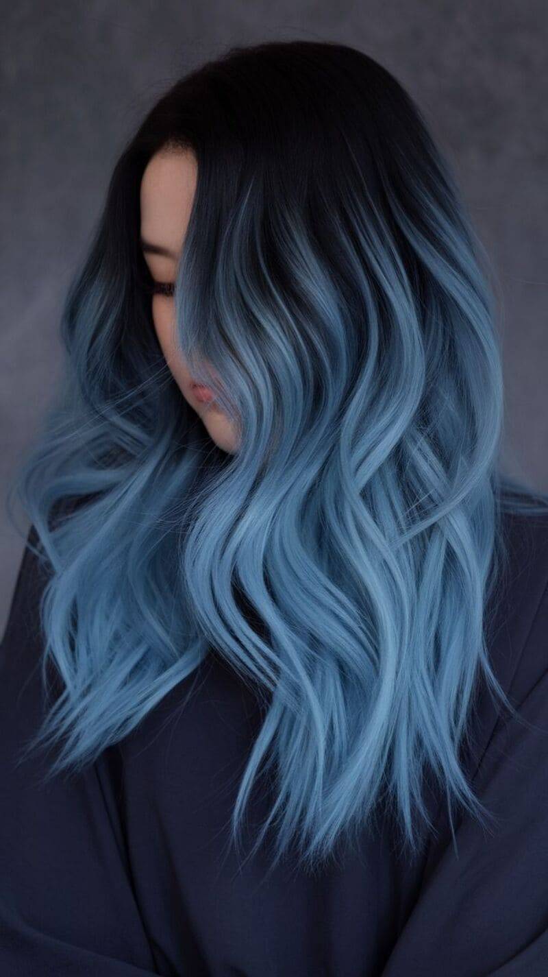 Tóc nhuộm ombre màu xanh dương