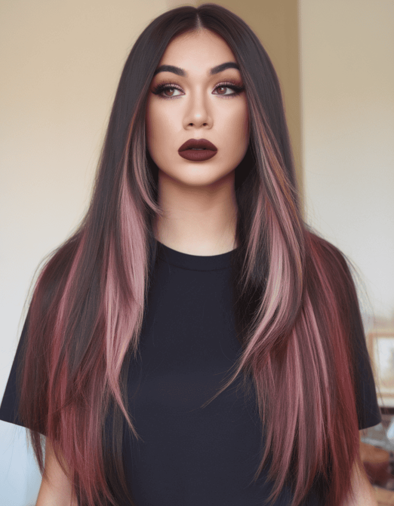 Nhuộm ombre nâu hồng