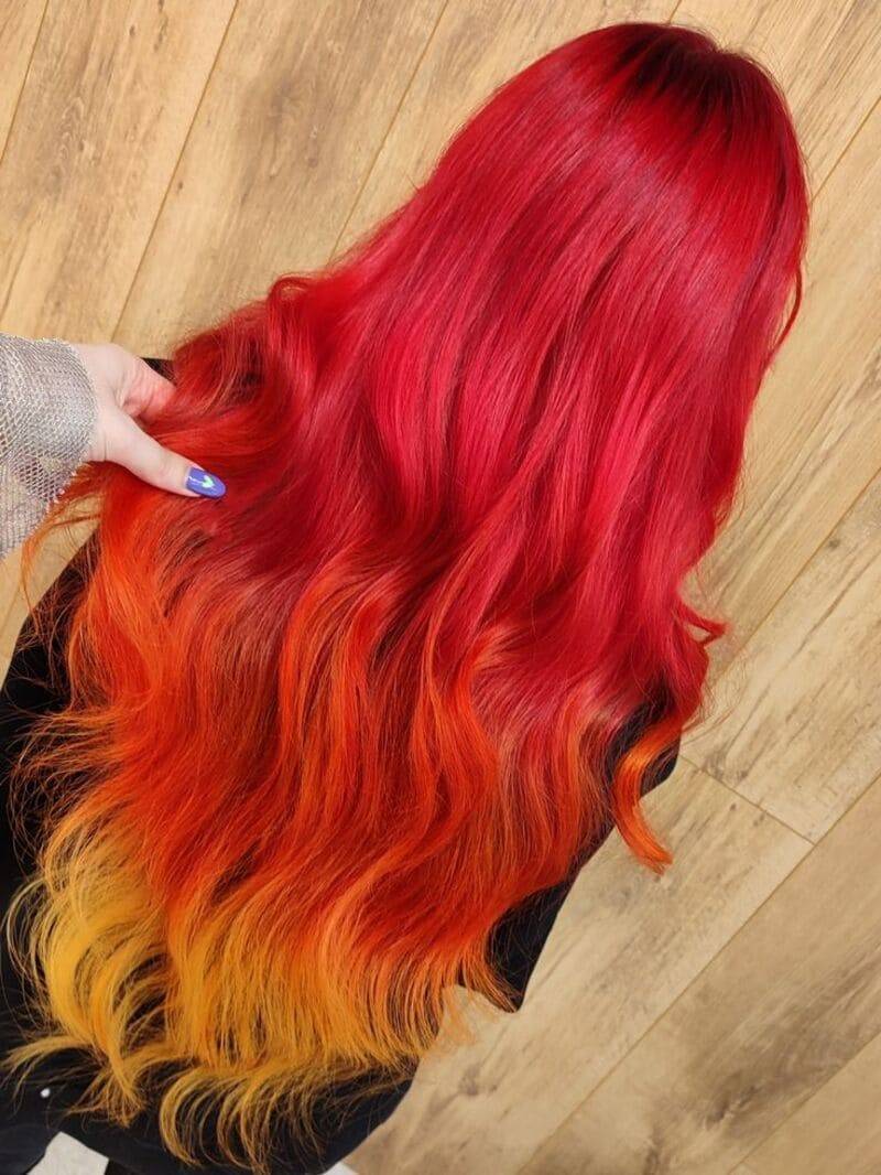Nhuộm ombre đỏ cam