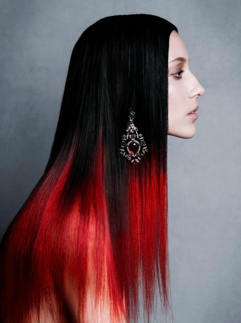 Nhuộm ombre đen đỏ