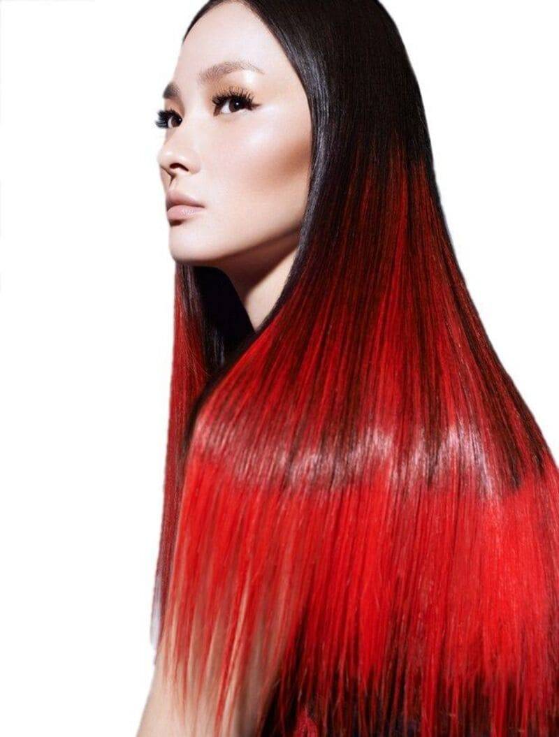 Nhuộm ombre đen đỏ
