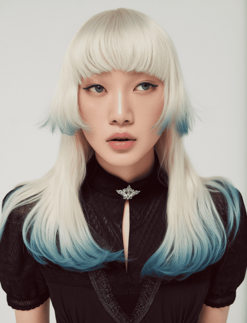 Tóc nhuộm ombre màu xanh dương