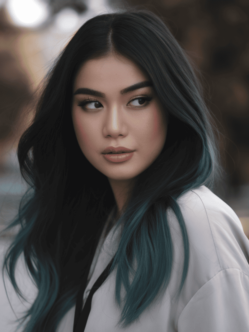 Nhuộm ombre xanh đen