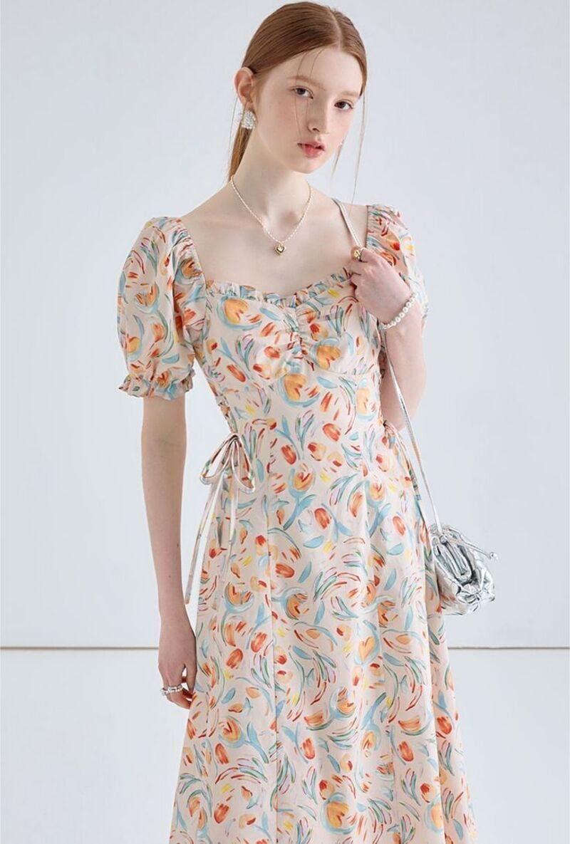 mẫu váy hoa nhí dáng dài hot nhất