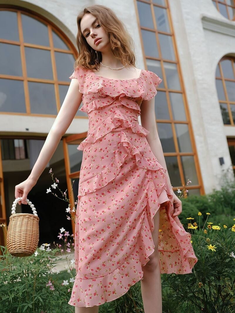 mẫu váy hoa nhí dáng dài hot nhất