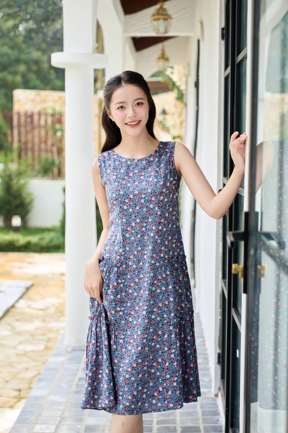 mẫu váy hoa nhí dáng dài hot nhất