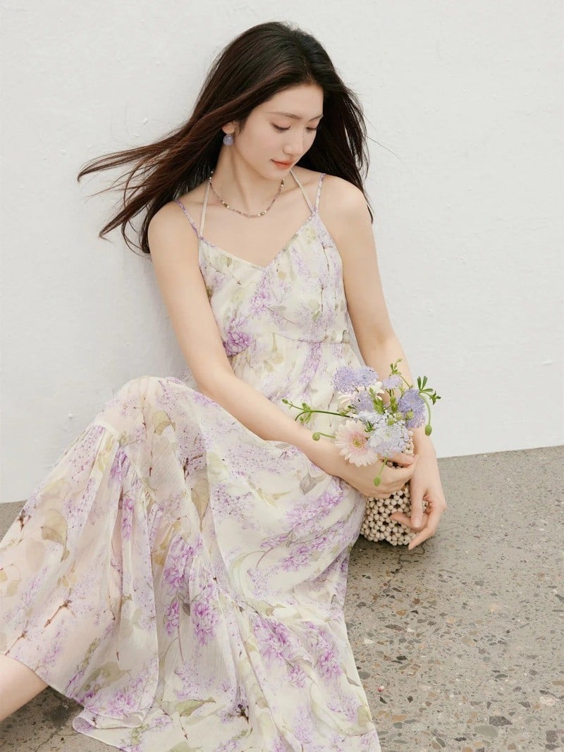 mẫu váy hoa nhí dáng dài hot nhất