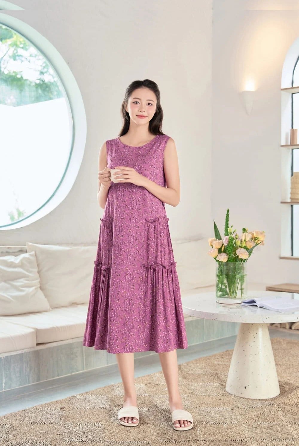 mẫu váy hoa nhí dáng dài hot nhất