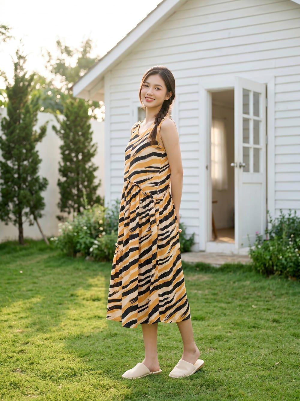 váy lanh bầu mặc nhà