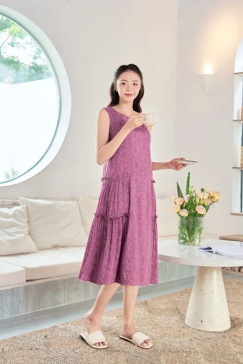 váy lanh bầu mặc nhà
