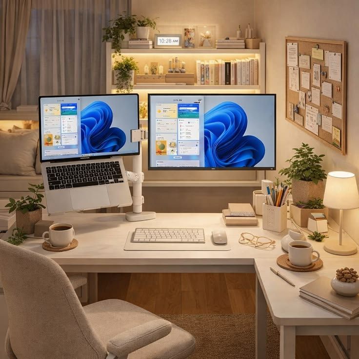 Bàn làm việc bị chật khi sử dụng 2 màn hình phải làm sao?