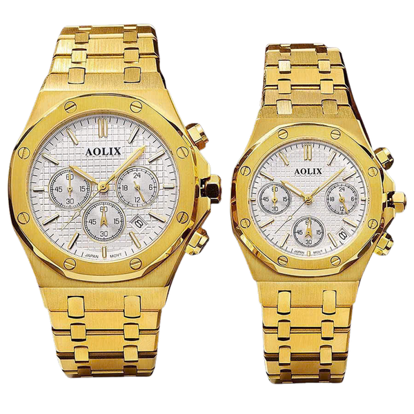 đồng hồ đôi dây thép chronograph 6 kim aolix AL-7092