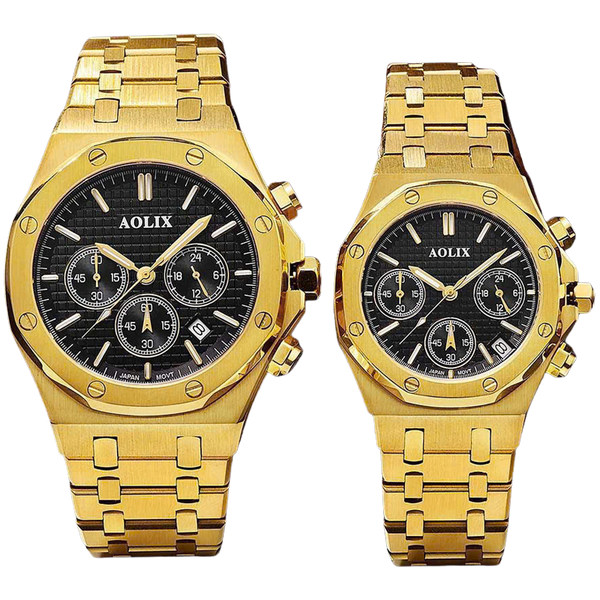 đồng hồ đôi dây thép chronograph 6 kim aolix AL-7092