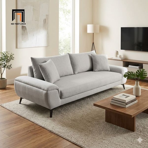 sofa, ghế sofa, sofa góc chữ l xám trắng bọc vải, bộ ghế sofa góc chung cư, sofa góc xinh xắn, sofa gia đình