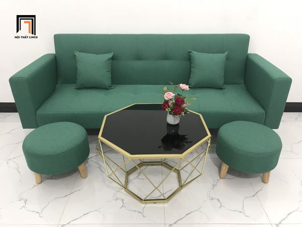 sofa, ghế sofa, sofa giường, sofa bed, bộ ghế sofa giường xanh ngọc, sofa vải bố, ghế sofa giường nằm