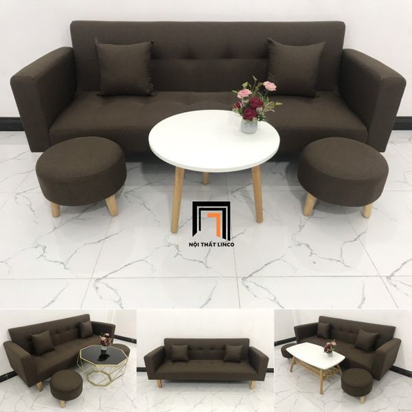 sofa, ghế sofa, bộ ghế sofa nâu đậm, sofa giá rẻ, sofa phòng khách, bộ ghế sofa vải bố, set ghế sofa 2m