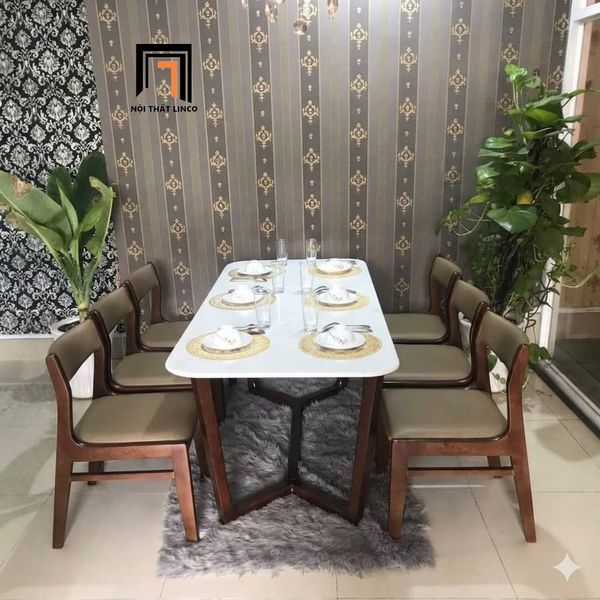 bàn ăn, bộ bàn ăn 6 ghế giá rẻ, set bàn ăn phòng bếp xinh xắn, bàn awn1m6 6 chỗ ngồi, bộ bàn ghế ăn giá rẻ