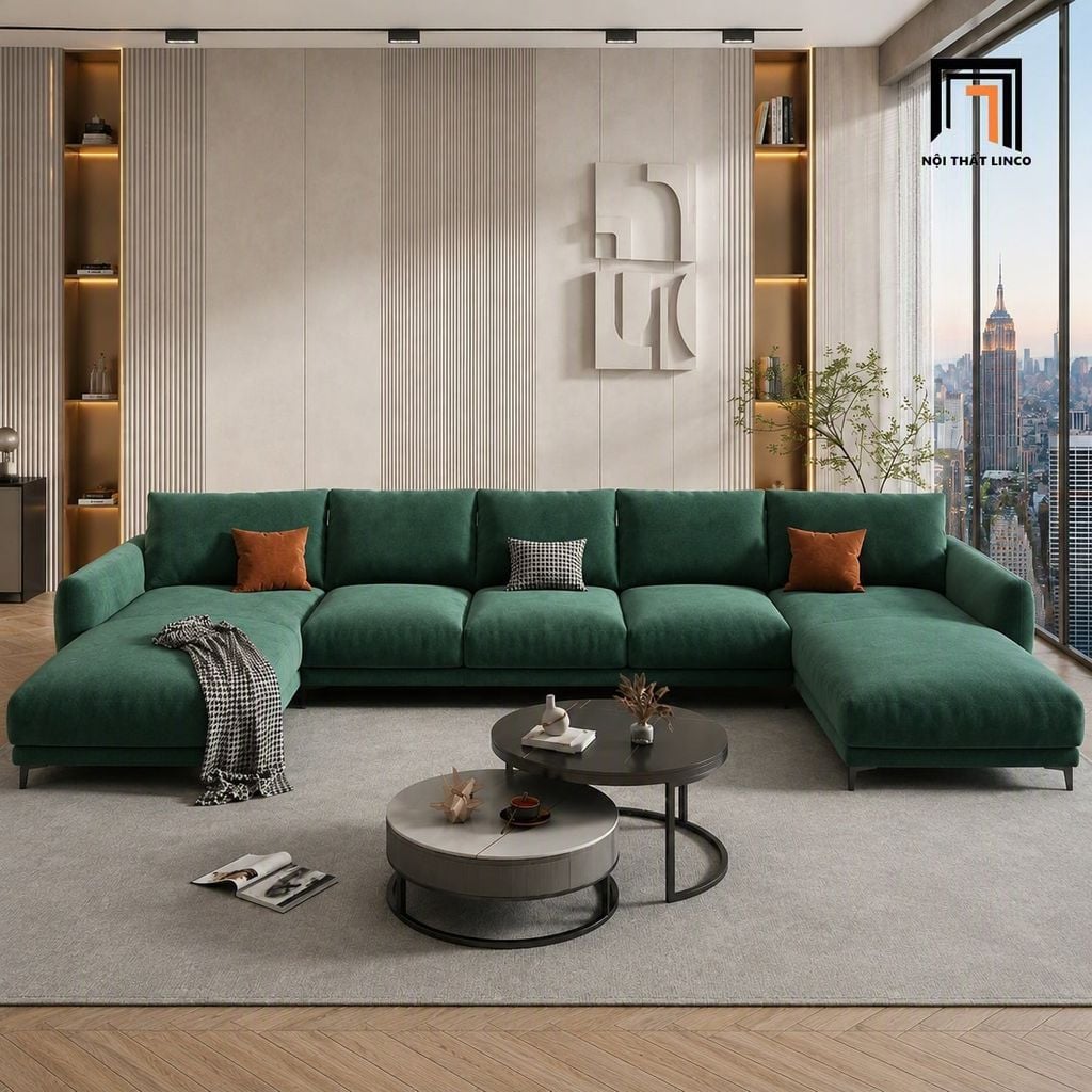 sofa chữ U dài 3m3 chung cư đẹp