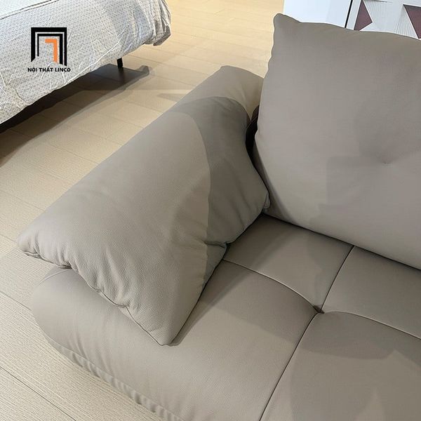 sofa, ghế sofa, sofa băng cong, sofa văng sang trọng, sofa băng da giả màu xám ghi, sofa băng 2m5 hiện đại