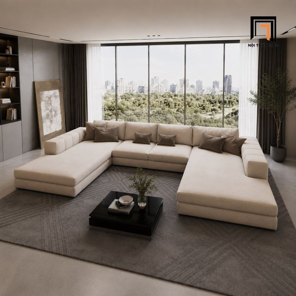 sofa dài chữ 3m gia đình