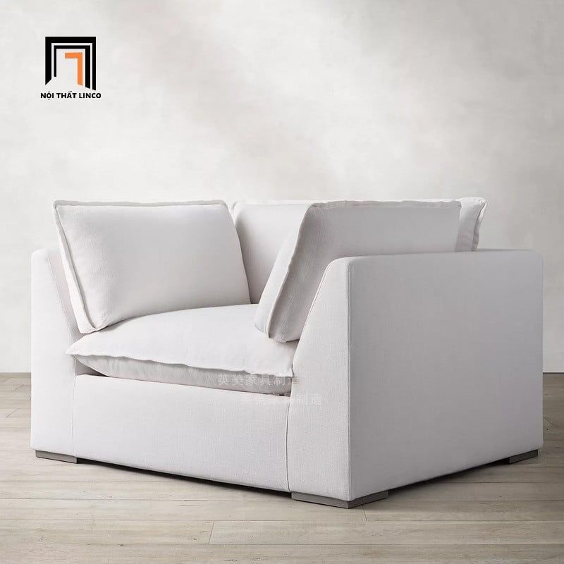 sofa chữ U dài 3m vải nhung trắng