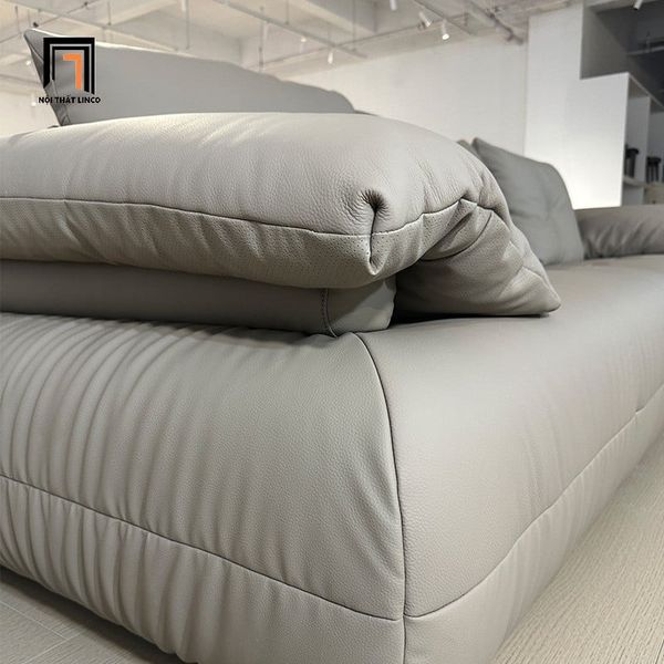 sofa, ghế sofa, sofa băng cong, sofa văng sang trọng, sofa băng da giả màu xám ghi, sofa băng 2m5 hiện đại