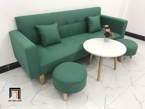 sofa, ghế sofa, sofa giường, sofa bed, bộ ghế sofa giường xanh ngọc, sofa vải bố, ghế sofa giường nằm