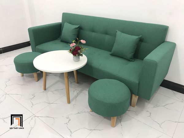 sofa, ghế sofa, sofa giường, sofa bed, bộ ghế sofa giường xanh ngọc, sofa vải bố, ghế sofa giường nằm