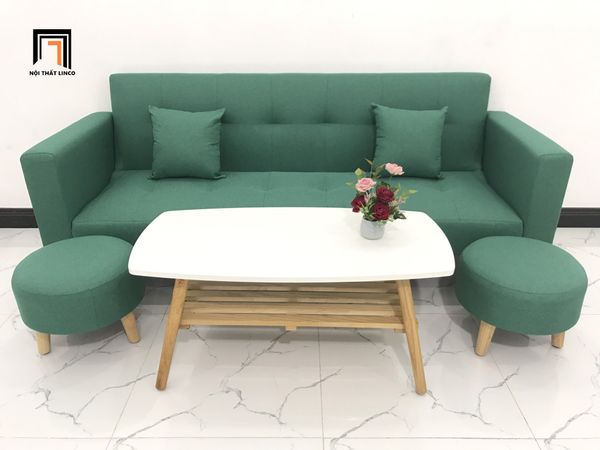 sofa, ghế sofa, sofa giường, sofa bed, bộ ghế sofa giường xanh ngọc, sofa vải bố, ghế sofa giường nằm