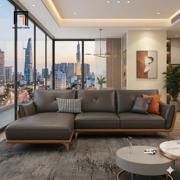 sofa, ghế sofa, sofa góc chữ l, sofa góc da công nghiệp, bộ ghế sofa góc phòng khách, sofa đẹp, sofa góc 2m4 x 1m6