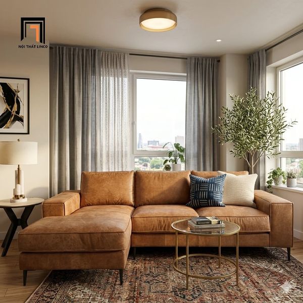 sofa, ghế sofa, sofa góc L hiện đại, sofa góc da công nghiệp, bộ ghế sofa góc đẹp 2m3 x 1m6, sofa góc trẻ trung