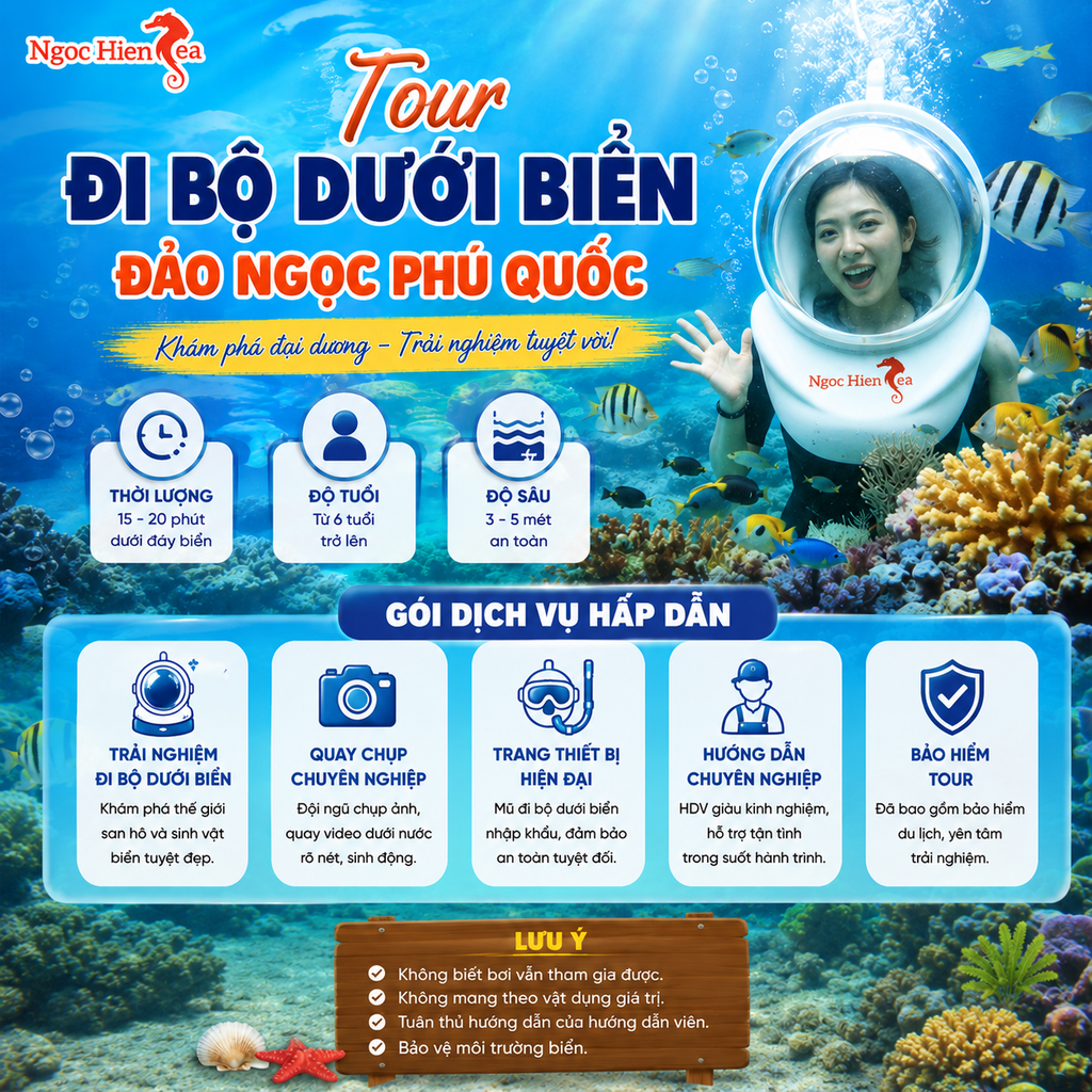 Tour Đi Bộ Dưới Biển Đảo Ngọc Phú Quốc Gói Dịch Vụ Hấp Dẫn