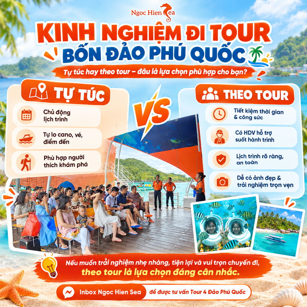 Kinh nghiệm đi Tour bốn đảo Phú Quốc tự túc vs theo tour