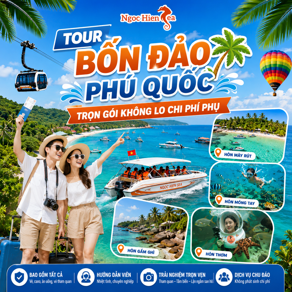 Tour Bốn Đảo Phú Quốc Trọn Gói Không Lo Chi Phí Phụ