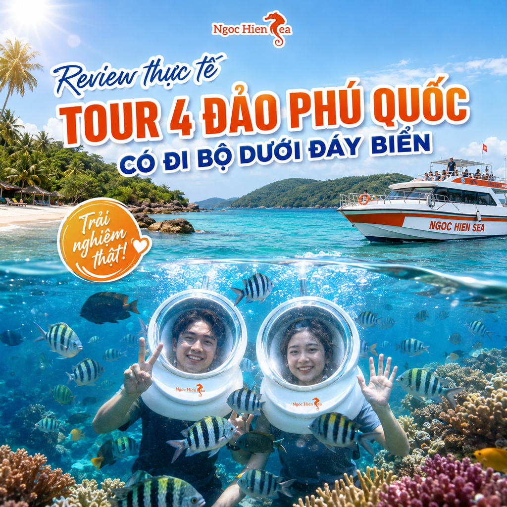 Review thực tế Tour 4 đảo Phú Quốc có đi bộ dưới đáy biển