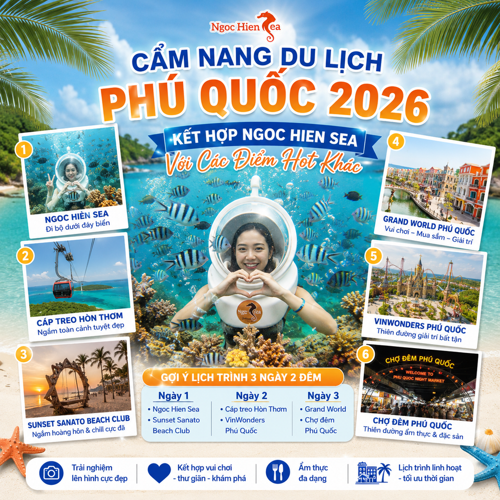 Cẩm Nang Du Lịch Phú Quốc 2026 Kết Hợp Ngoc Hien Sea Với Các Điểm Hot Khác