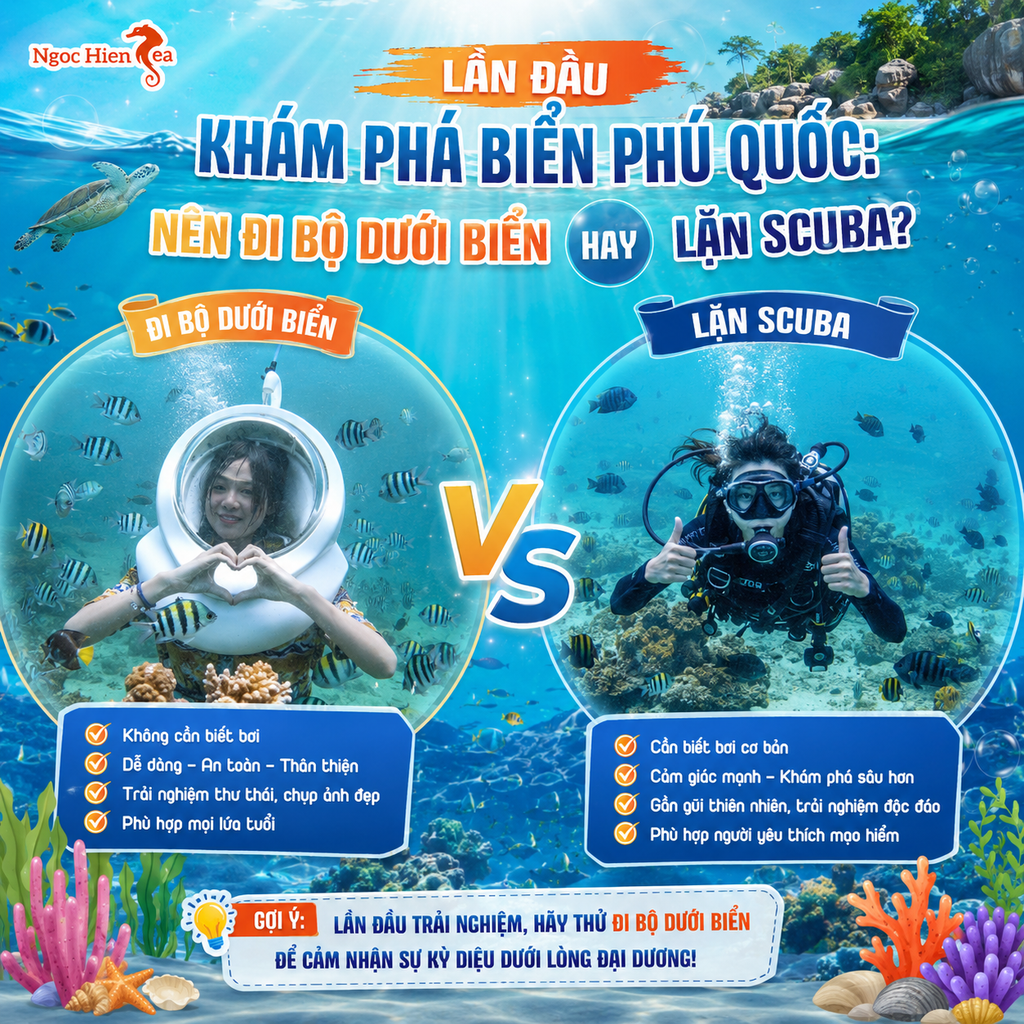 Lần Đầu Khám Phá Biển Phú Quốc Nên Đi Bộ Dưới Biển Hay Lặn Scuba?