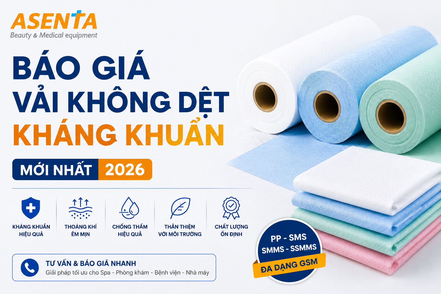 Báo Giá Vải Không Dệt Kháng Khuẩn Mới Nhất 2026: Cập Nhật Theo GSM, Loại Vải Và Ứng Dụng