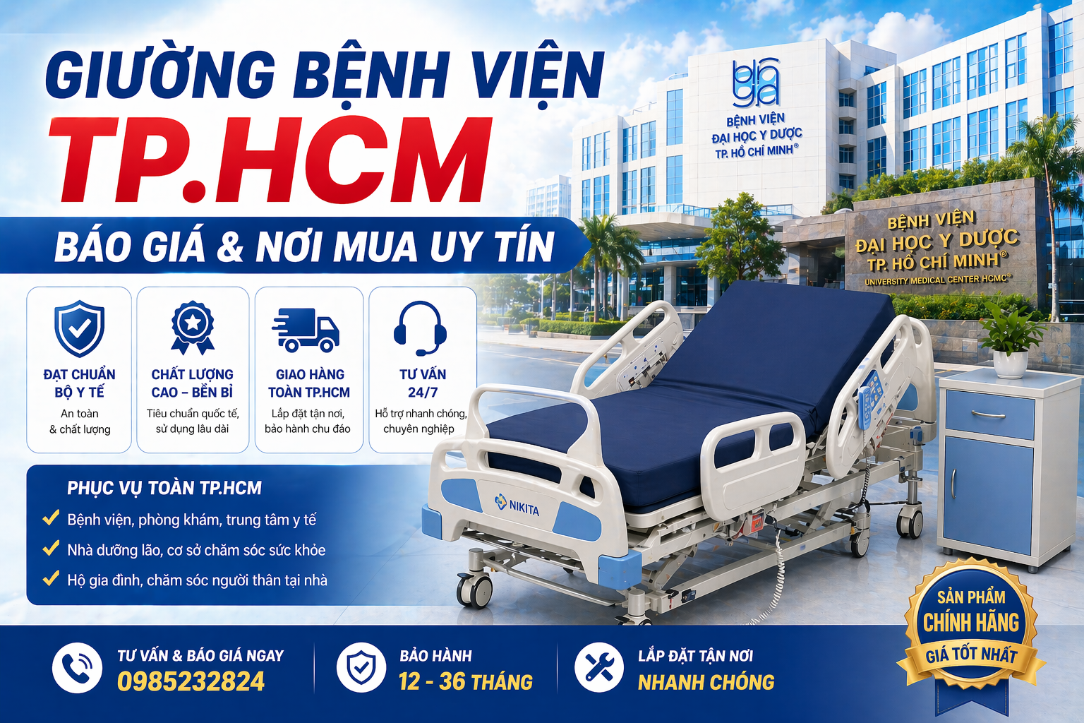 Giường bệnh viện TP.HCM – Báo giá & nơi mua uy tín
