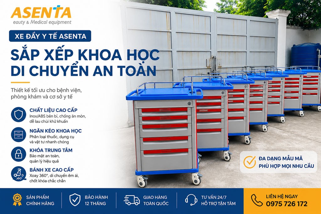xe tiêm thuốc đa năng được bàn giao bởi Asenta đến các bệnh viện toàn quốc