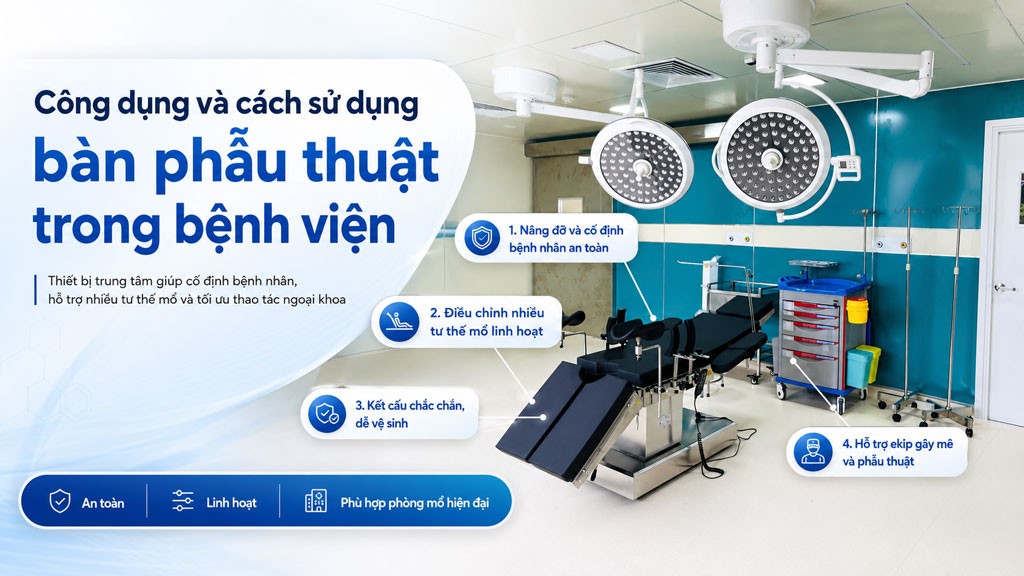 Bàn phẫu thuật chỉnh điện được sử dụng phổ biến trong bệnh viện