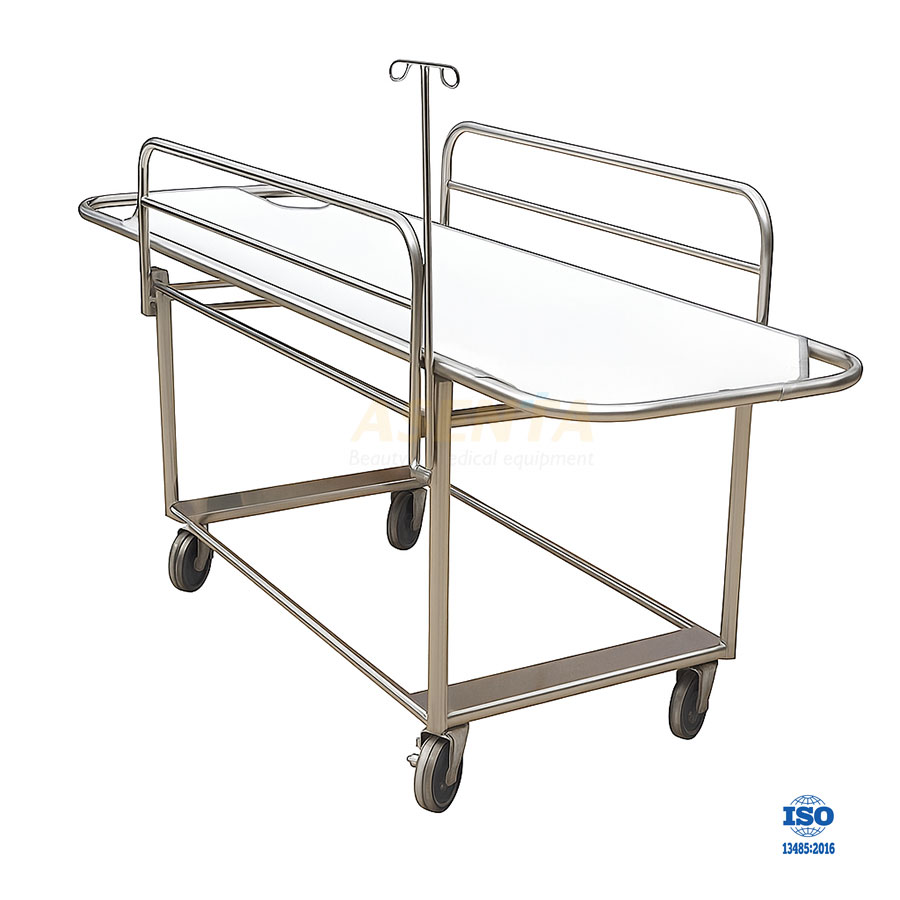 Mẫu băng ca inox cao cấp có bánh xe và cây truyền dịch AS-201BC