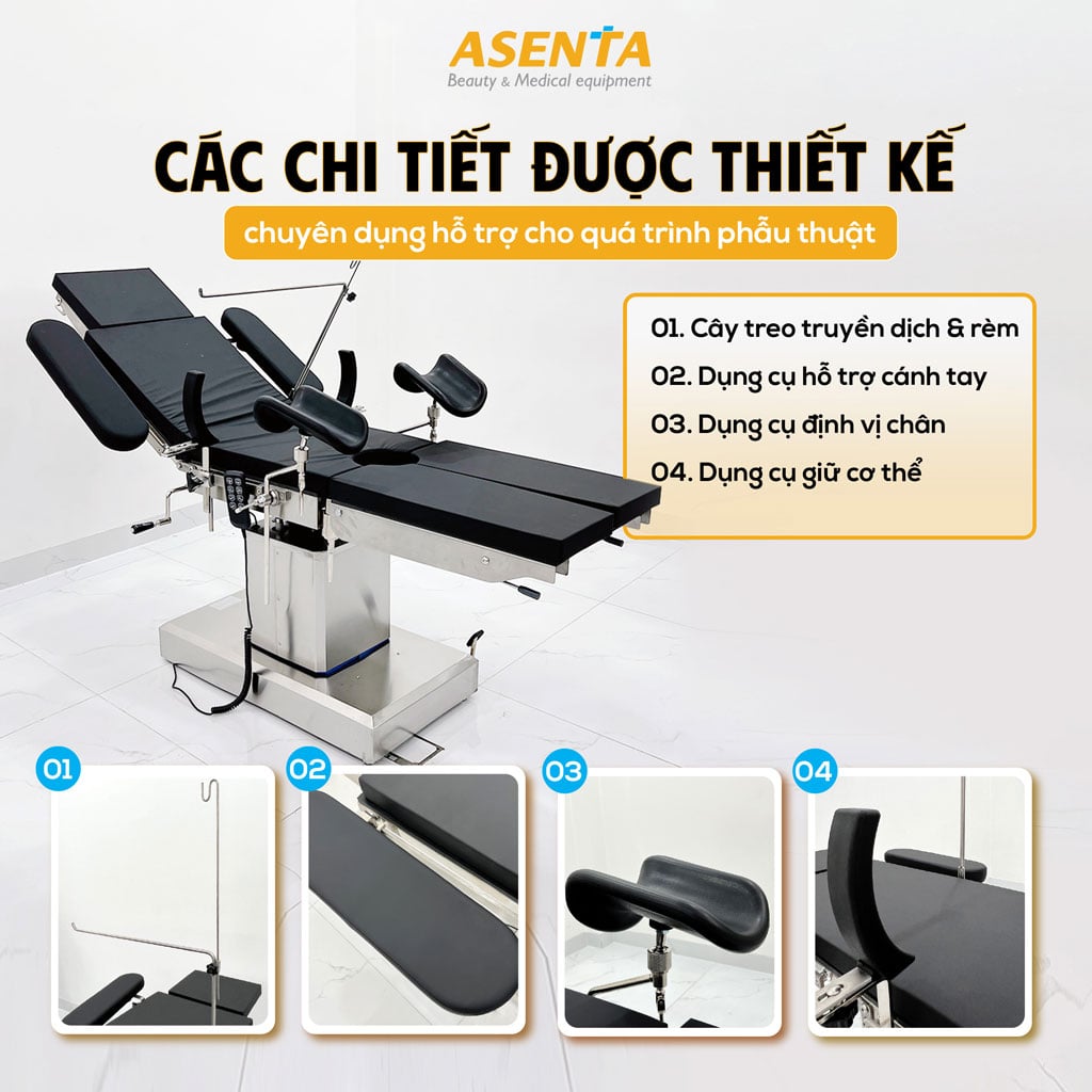 Chi tiết các bộ phần của (bàn) giường phẫu thuật chỉnh điện SXD8802-A