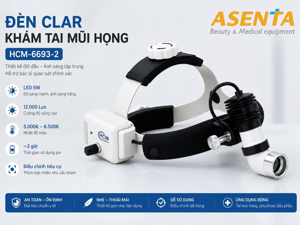 Đèn Clar khám tai mũi họng HCM-6693-2
