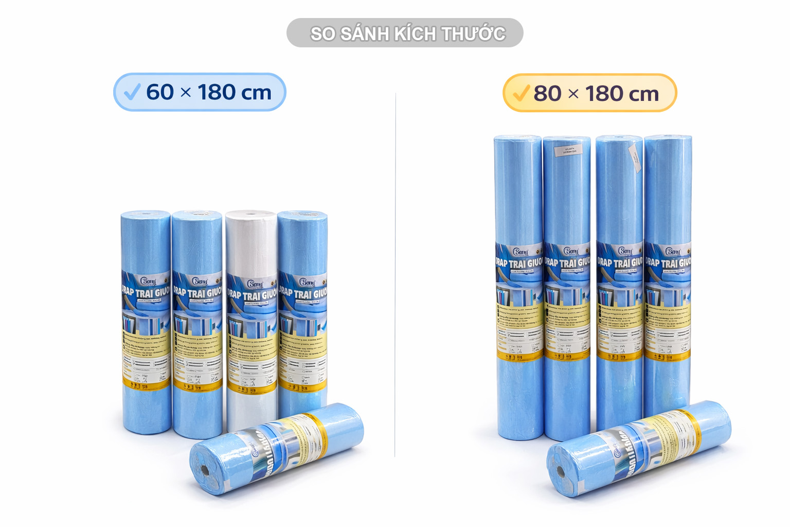 Drap trải giường phòng khám da liễu có 2 loại kích thước phổ biến, tuy nhiên khách hành có thể đặt kích thước theo yêu cầu.