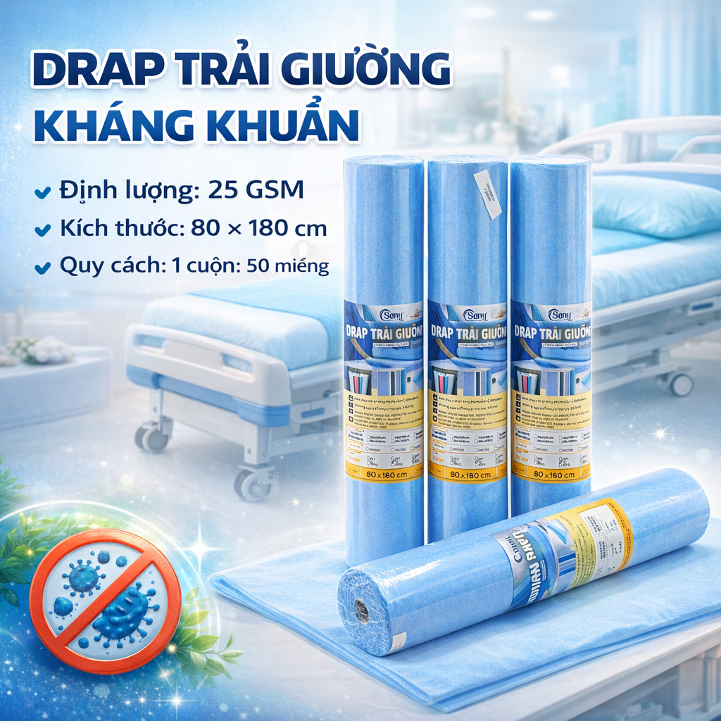 Ga trải giường y tế dùng một lần dùng trong phòng khám, bệnh viện được cung cấp bởi Asenta. Sản phẩm mang thương hiệu Seny được làm từ nhà máy chuẩn y tế. Vải kháng khuẩn có ISO đầy đủ.