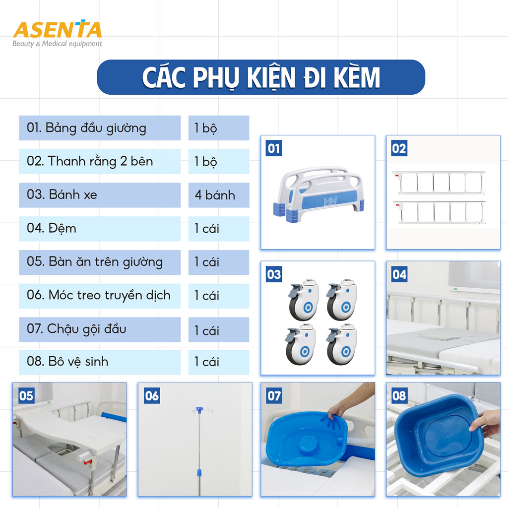 Các chi tiết đi kèm giường chăm sóc bệnh nhân ICU