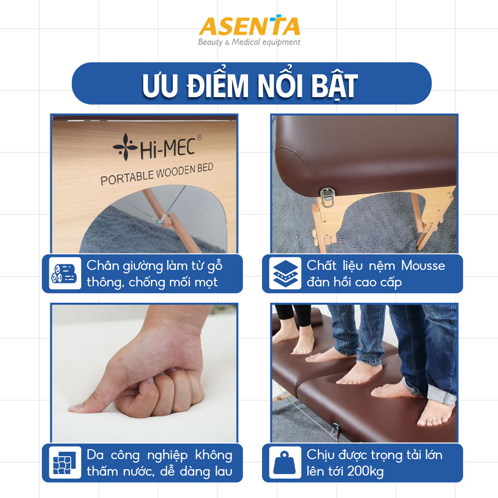 Chi tiết giường phun xăm vali gấp gọn HMBB-8101-60