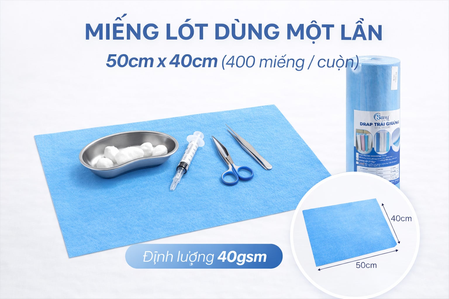 Miếng lót dụng cụ y tế được dùng trong các phòng khám bệnh viện